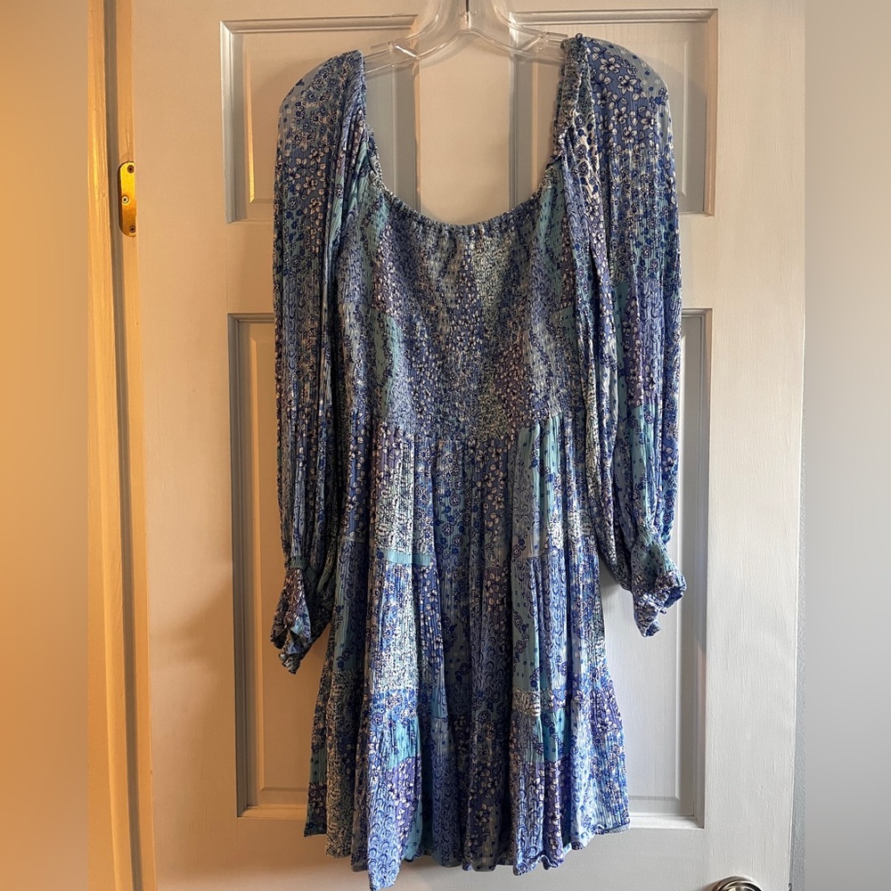 Blue Floral Women's Dress Large